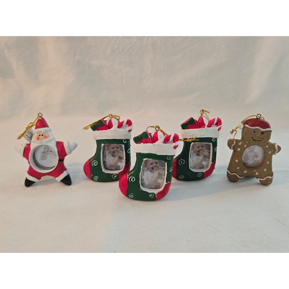 Set of 5 New Wadarego Photo Frame Ornaments Magnets Santa Gingerbread Stocking